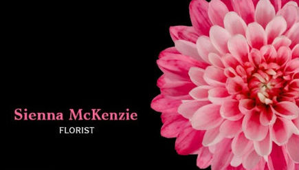 Beautiful Pink Flower on Chic Black Background Florist Business Cards