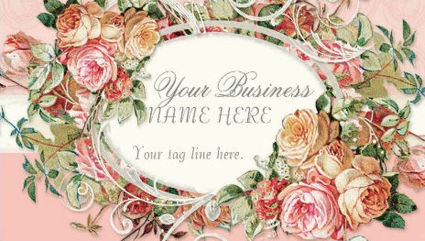 Vintage Antique Roses Floral Bouquet With Modern Swirls Business Cards 