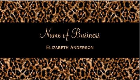 Stylish Brown Fur Leopard Print Luxury Animal Pattern Business Cards  