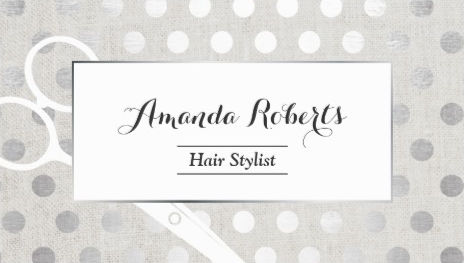 Hair Stylist Chic Silver Dots Elegant Linen Business Cards
