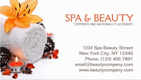 Spa Massage Orange Lily Wellness And Beauty Salon Business Cards 