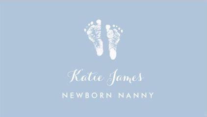 Certified Nanny Simple Newborn Baby Footprints Business Cards