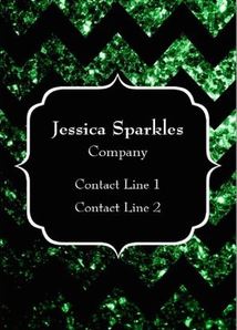 Beautiful Green Sparkles With Stylish Black Chevron Business Cards 