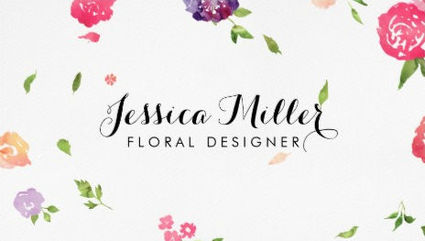 Whimsical Pink Watercolor Flowers Floral Designer Business Cards