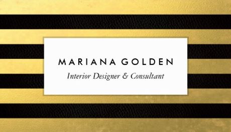 Black and Gold Foil Stripes Interior Designer and Consultant Business Cards
