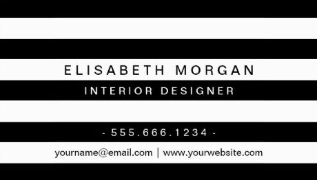Professional Modern Classic Black White Stripes Interior Designer Business Cards