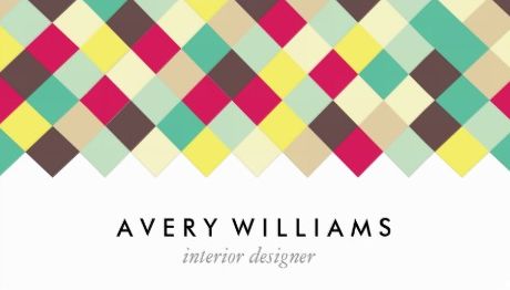 Dive Into Color Retro Diamond Tile Interior Designer Business Cards