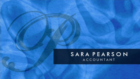 Elegant Blue Abstract With Monogram Personal Accountant Business Cards
