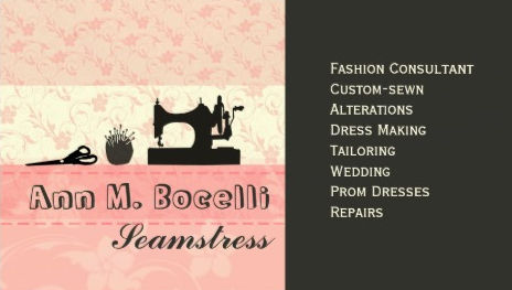 Feminine Pink Handmade Vintage Fashion  Sewing Business Cards