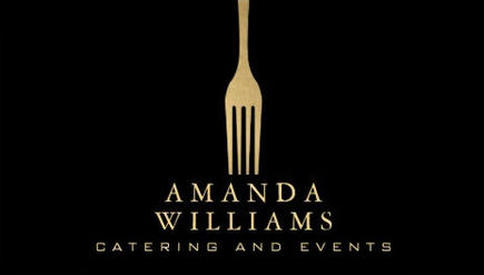 Elegant Faux Gold Fork Catering and Events Logo on Black Business Cards