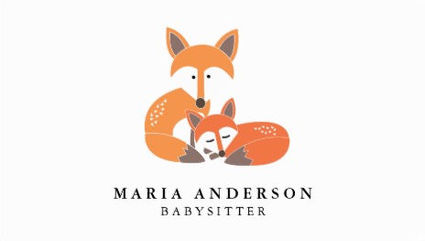 Cute Cuddling Red Fox Mother and Baby Babysitting Business Cards