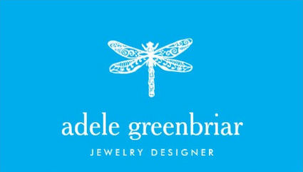 Chic Nature Jewelry Designer Dragonfly Logo Turquoise Blue Business Cards 