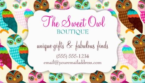 Cute Owl Pattern Girly Boutique Coupon Card Business Cards