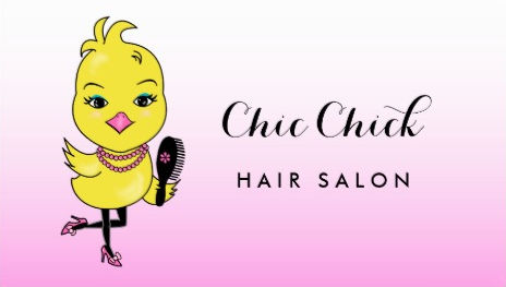 Chic Pink Chick With Brush Hair and Beauty Salon Business Cards