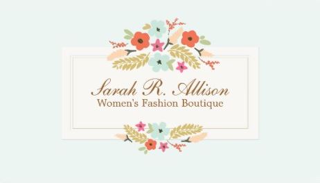 Cute Country Flowers Vintage Floral Boutique Business Cards