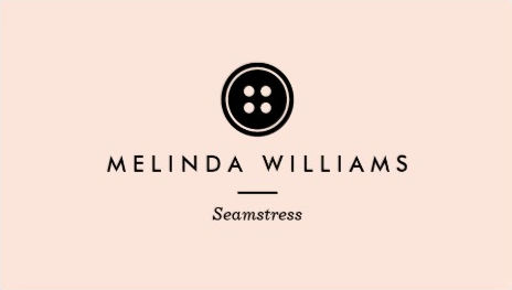 Modern Soft Pink Button Logo Seamstress Sewing Business Cards