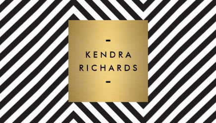 Retro Black and White Geometric Stripes Gold Name Logo Business Cards