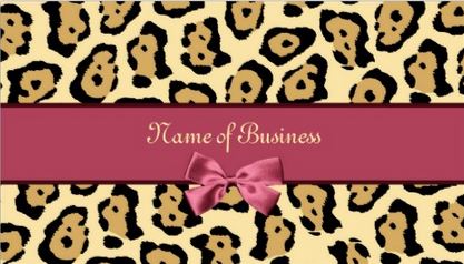 Trendy Jaguar Print With Girly Pink Ribbon Business Name Business Cards 