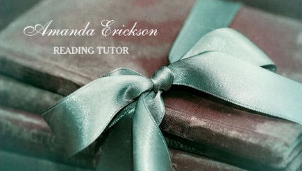Reading Tutor Elegant Vintage Books Tied With Bow Business Cards