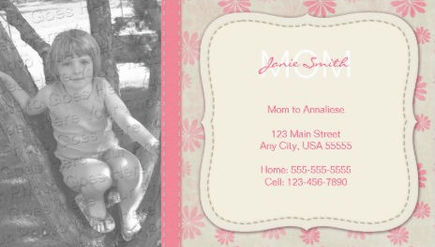 Mommy Custom Photo Pink Flower Pattern Calling Card Business Cards