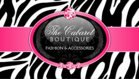 Glam Boutique Zebra Print Hot Pink Diamond Bling Business Cards