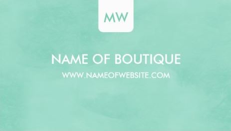 Simple Mint Green Chic Boutique Monogram Social Media Business Cards