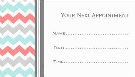 Chic Aqua Coral and Grey Chevron Salon Appointment Reminder Business Cards
