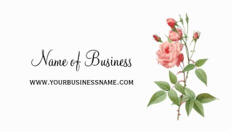 Elegant and Feminine Pink Rose Floral on White Business Cards 