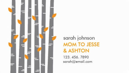 Contemporary Grove of Gray Birch Trees Orange Leaves Mommy Calling Cards
