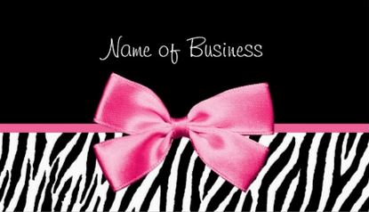 Trendy Black And White Zebra Print Girly Hot Pink Ribbon Business Cards