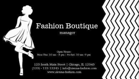 Modern Girly Black and White Chevron Fashion Boutique Business Cards