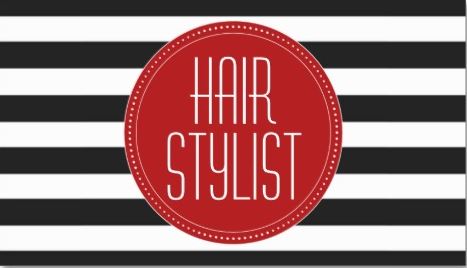 Trendy Hair Stylist Black and White Stripes Red Circle Business Cards