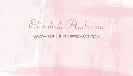 Simple Pink Watercolor Elegant Gold Script Template Business Cards