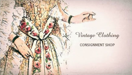Vintage Clothing Consignment Shop French Gown Business Cards