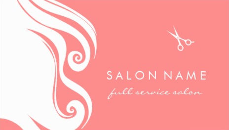 Chic and Simple Coral Pink Hair Waves Hairstylist Salon Business Cards