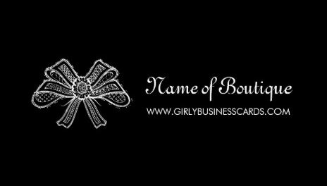 Feminine Boutique Simple Black and White Lace Ribbon Business Cards