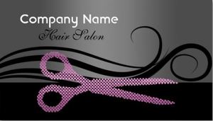Modern Black and Purple Hair Salon Curls and Scissors Business Cards