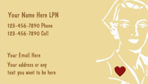Simple Retro Nurse Silhouette Heart on Lapel Health Care Business Cards