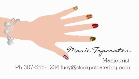 Girly Manicured Nail Art Hand of Woman Illustration Manicurist Business Cards