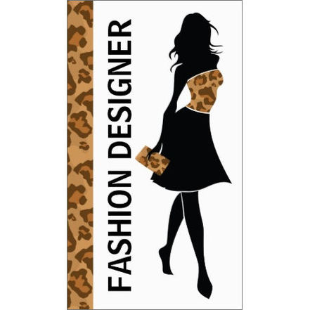 Fashion Designer Girl Silhouette With Brown Panther Print Business Cards
