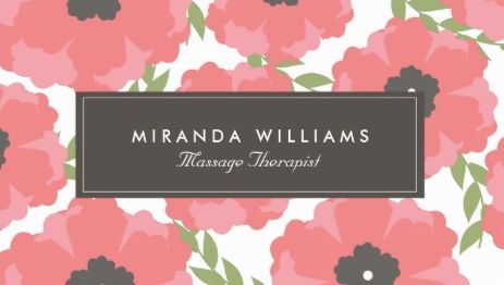 Elegant Coral and Pink Poppy Flowers Floral Massage Therapist Business Cards