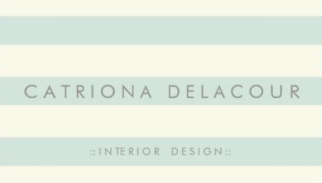 Chic Ivory and Mint Green Stripes Pattern Interior Design Business Cards