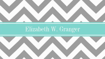 Chic Gray and White Chevron With Mint Stripe Personal Profile Business Cards