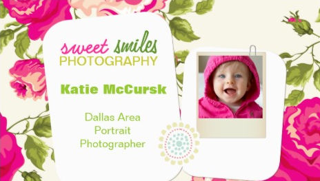Pretty Pink and White Floral Polaroid Photography Business Cards