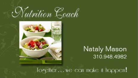Professional Green Nutrition Coach Healthy Eating Weight Loss Business Cards