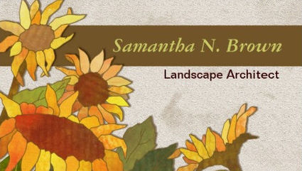 Unique Autumn Sunflowers Landscape Architect Business Cards