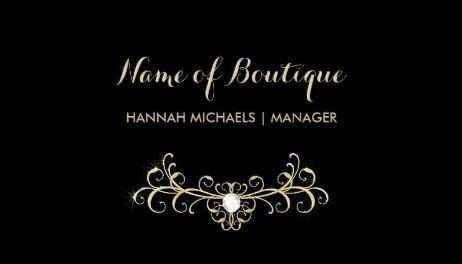Elegant Boutique Black and Gold Glamor Diamond Sparkles Business Cards