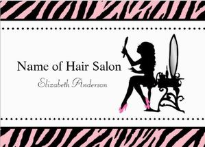 Chic Woman Pink and Black Zebra Print Hair Salon Business Cards