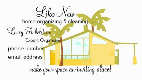 Modern New Home Organizing and Cleaning Palm Trees Business Cards 