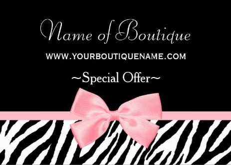 Chic Boutique Light Pink Ribbon Discount Coupon Business Cards 